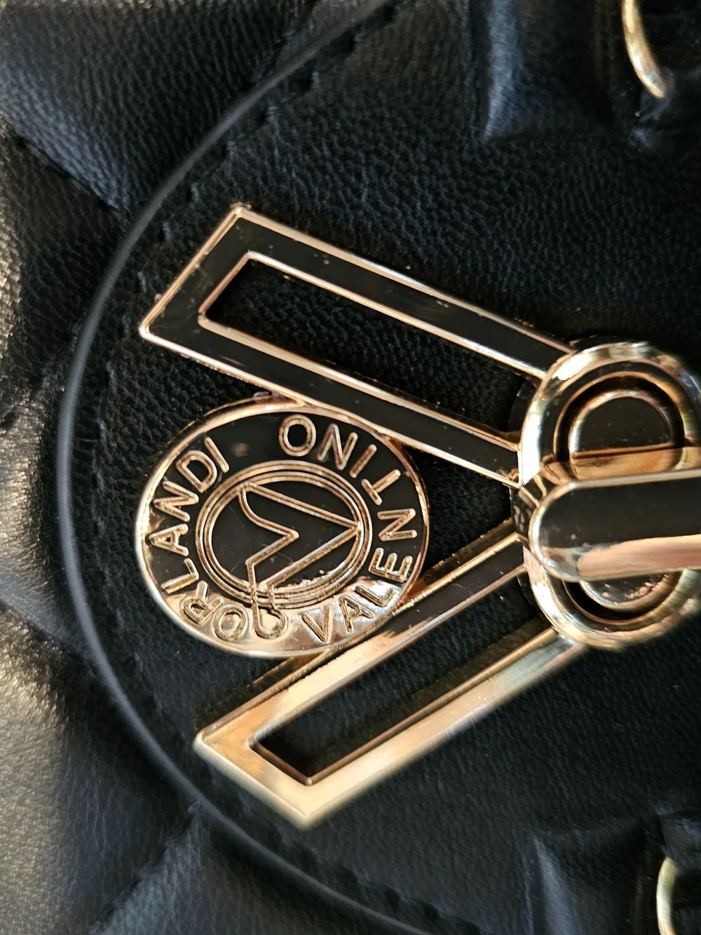 Valentino Orlandi Black Quilted Crossbody with Gold Chain Strap
